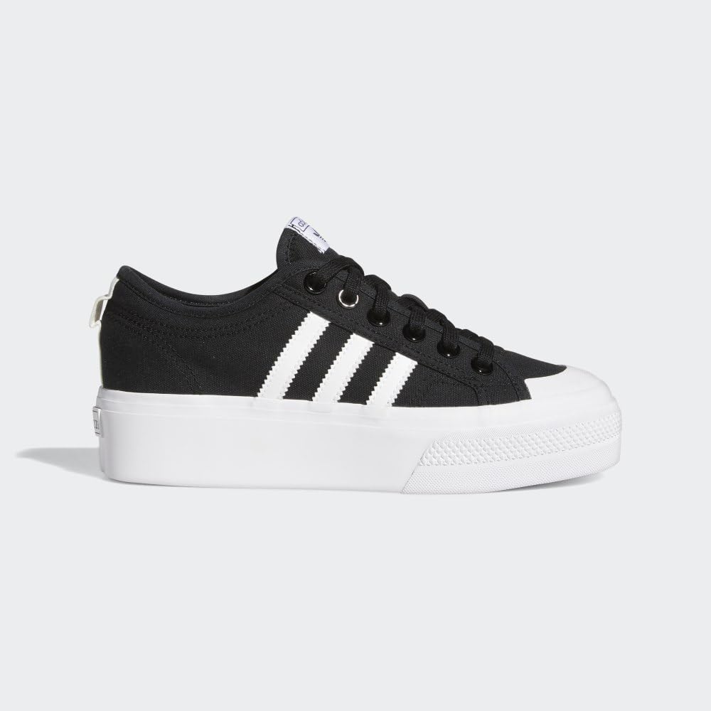 adidas Originals Women's Nizza Platform, Black/White/White, 8.5