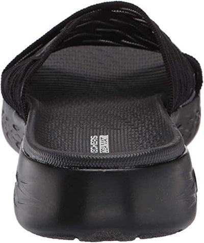 Skechers womens On-the-go 600 Sunrise Slide Sandal, Black, 10 US