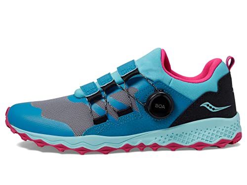 Saucony Peregrine 12 Shield Boa Hiking Shoe, Turq/Pink, 4 US Unisex Big Kid