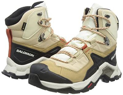 Salomon Women's QUEST ELEMENT GORE-TEX Hiking Boots For Women, Safari/Vanilla Ice/Mecca Orange, 6.5