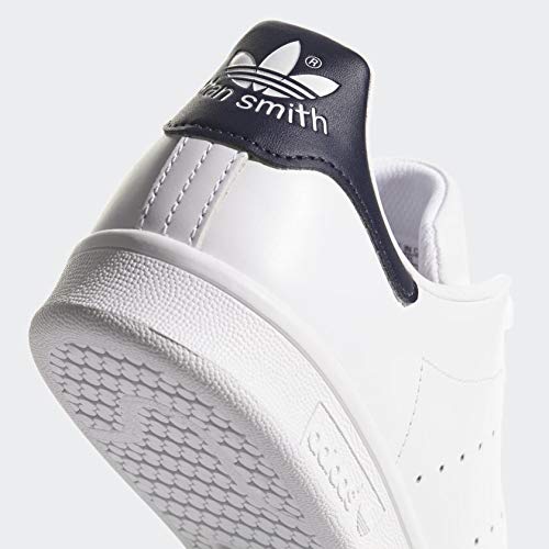 adidas Originals Men's Stan Smith Leather White/Navy Athletic Sneakers, White, Size 8