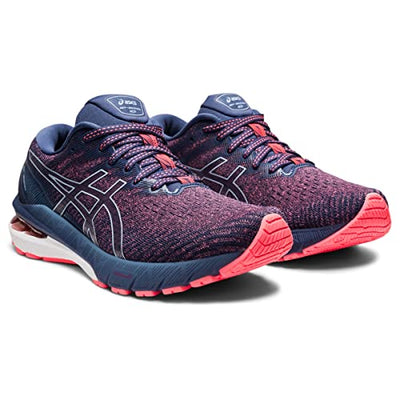 ASICS Women's GT-2000 10 Running Shoes, 6.5, Blazing Coral/Thunder Blue