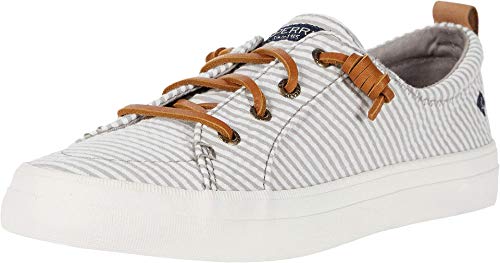 Sperry womens Crest Vibe Seersucker Stripe Sneaker, Grey/White, 5.5 US