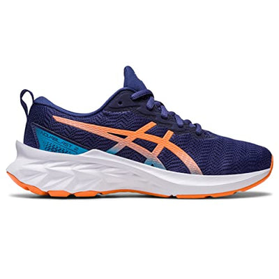 ASICS Kid's NOVABLAST 2 Grade School Running Shoes, 4, Indigo Blue/Sun Peach