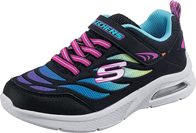 Skechers Kids Girls MICROSPEC MAX-AIRY Color Sneaker, Black/Multi, 11 Little Kid