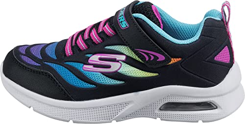 Skechers Kids Girls MICROSPEC MAX-AIRY Color Sneaker, Black/Multi, 11 Little Kid