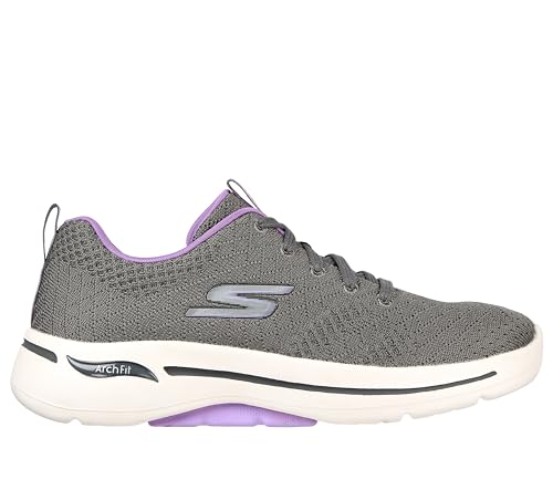 Skechers Women's Go Walk Arch Fit Unify Sneaker, Gray/Lavender, 8