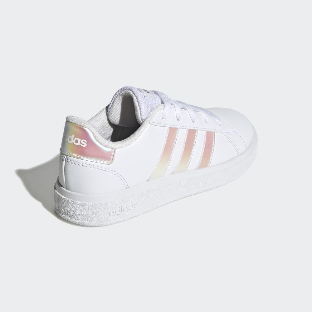 adidas Kids' Grand Court 2.0 Tennis Shoe 11 Little Kid White/Iridescent/White