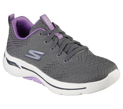 Skechers Women's Go Walk Arch Fit Unify Sneaker, Gray/Lavender, 8