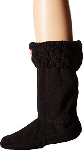 Hunter Kids Girl's Original Kids' Half-Cardigan 6 Stitch Cable Boot Socks (Toddler/Little Kid/Big Kid) Black XS (Shoe 5-7 Toddler)