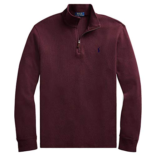 Polo Ralph Lauren Mens Half Zip French Rib Cotton Sweater (XXL, AgedWineHtr)