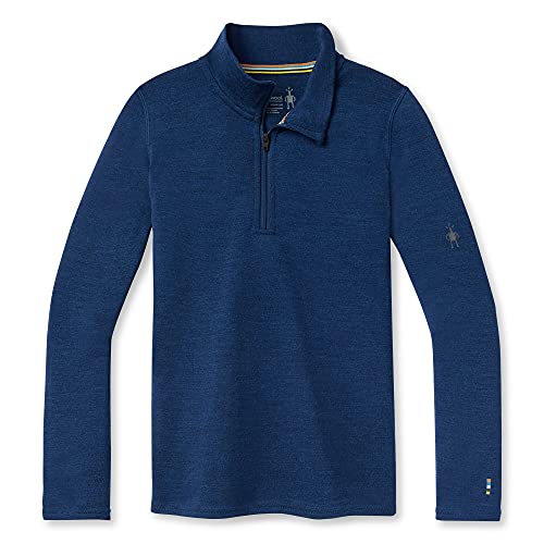 Smartwool Boys' 250 Baselayer Zip T Slim Fit Wool Alpine Blue Heather L