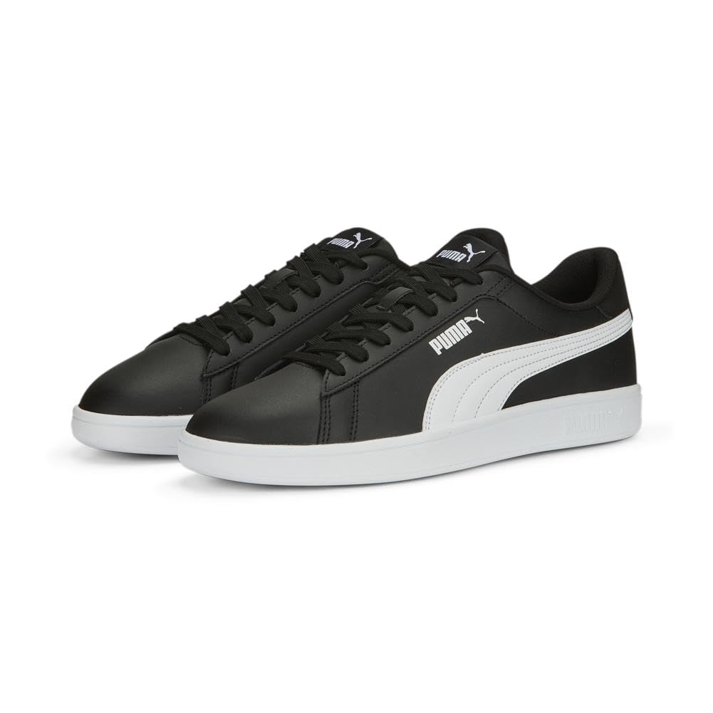 PUMA Mens Smash 3.0 Leather Sneaker, Mens Black Mens White, 12