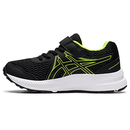 ASICS Kid's Contend 7 Pre-School Running Shoes, 1, Black/Hazard Green