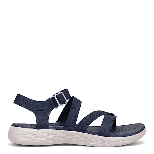 Skechers Women's ON-The-GO 600 Stretch FIT Sandal Sport, Navy, 8