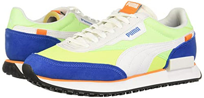 PUMA Men's Future Rider Play On Sneakers Puma White/Fizzy Lime/Puma Royal 8 D - Medium