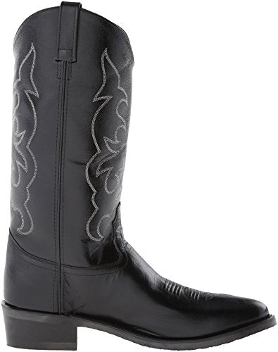 Old West Men's Stitched Cushioned Round Toe Cowboy Western Boots, Black, 9 Wide