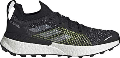 adidas Women's Terrex Two Ultra Primeblue Trail Running Shoes, Core Black/Cloud White/Solar Yellow - 9