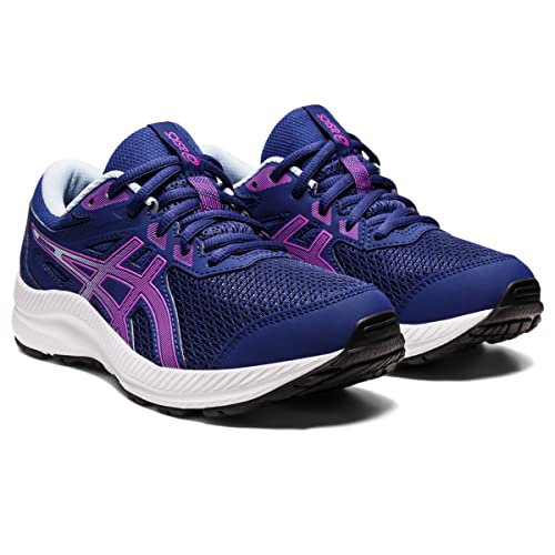 ASICS Kid's Contend 8 Grade School Running Shoes, 3.5, Dive Blue/Orchid