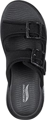 Skechers Go Walk Arch Fit Double Band Buckle Slide Black 6 B (M)