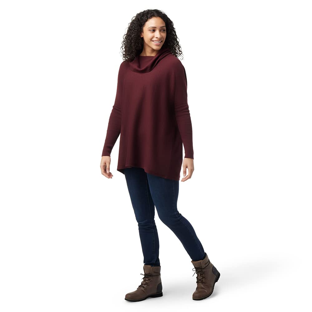 Smartwool Women's Edgewood Poncho Merino Wool Sweater (Regular Fit) Medium Black Cherry Heather