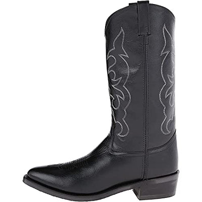 Old West Men's Stitched Cushioned Round Toe Cowboy Western Boots, Black, 9 Wide