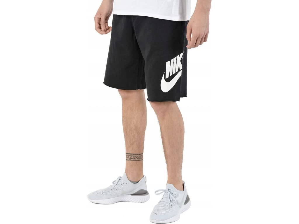 Nike Mens Aw77 French Terry Alumni Shorts (Black/White, XLarge)