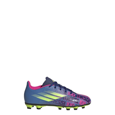 adidas X Speedflow Messi.4 Flexible Ground Cleat - Kids Soccer 5.5 Big Kid Victory Blue/Shock Pink/Solar Yellow