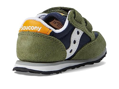 Saucony Boy's Original Jazz Hook & Loop (Toddler/Little Kid) Olive/Navy/Gold 4 Toddler M