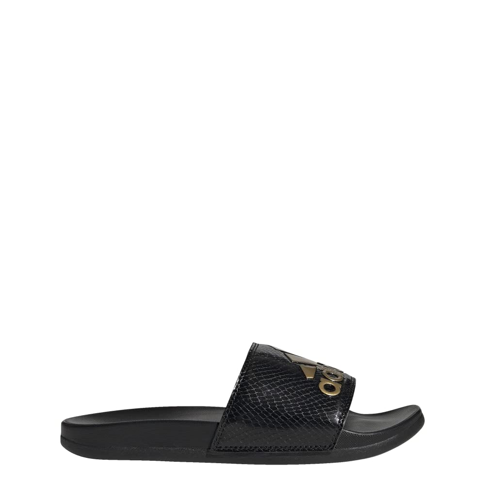 adidas Women's Adilette Comfort Slide Sandal 7 Black/Gold Metallic/Black