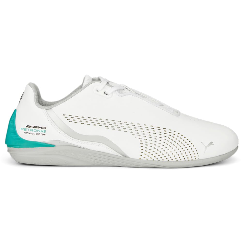 PUMA Mens Mercedes AMG Petronas Drift Cat Decima Sneaker, PUMA Mens White-Spectra Green-Mercedes Team Silver, 9.5