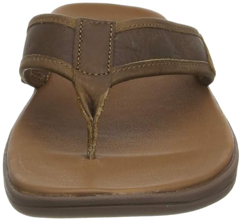 UGG Men's Seaside Flip Leather Sandal, Luggage, 11