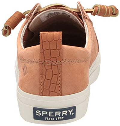 Sperry Women's Crest Vibe PLUSHWAVE Sneaker, TAN Snake, 7.5