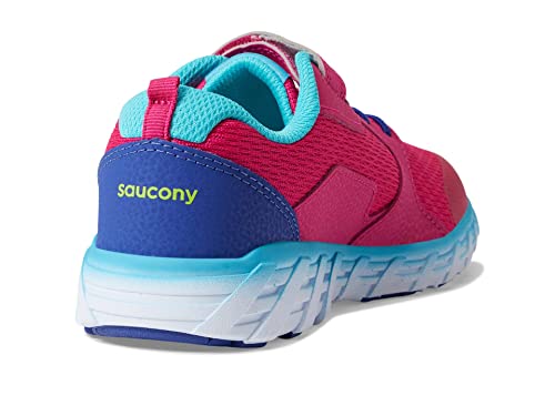 Saucony Wind 2.0 Alternative Closure Sneaker, Pink/Blue/Grey, 1 US Unisex Big Kid