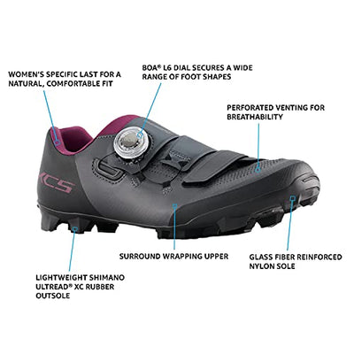 SHIMANO SH-XC502W High-Performance Women’s XC Cycling Shoe, Gray, 7.5-8