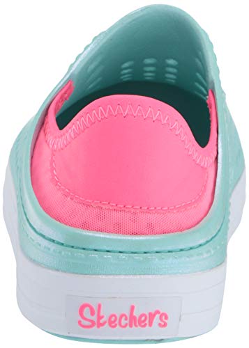 Skechers Girl's Foamies Guzman Steps - Shimmer Sweet slide Sandal, Turquoise/Pink, 5 Little Kid