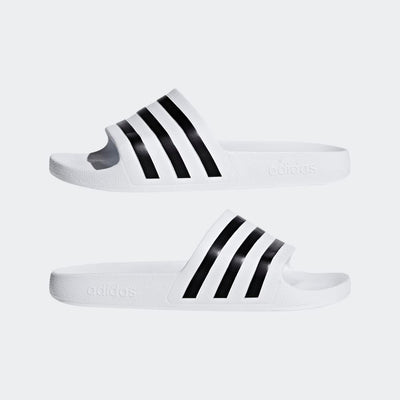 adidas unisex adult Adilette Aqua Slide Sandal, White/Core Black/White, 5 Women Men US