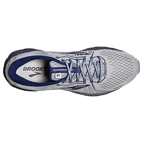 Brooks Men's Adrenaline GTS 21 Running Shoe - Grey/Tradewinds/Deep Cobalt - 14