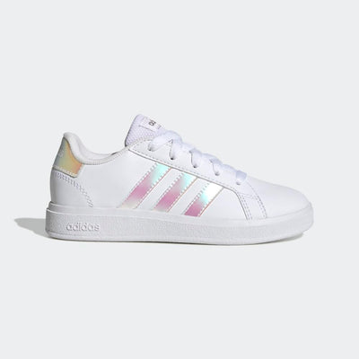 adidas Kids' Grand Court 2.0 Tennis Shoe 11 Little Kid White/Iridescent/White