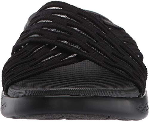 Skechers womens On-the-go 600 Sunrise Slide Sandal, Black, 10 US