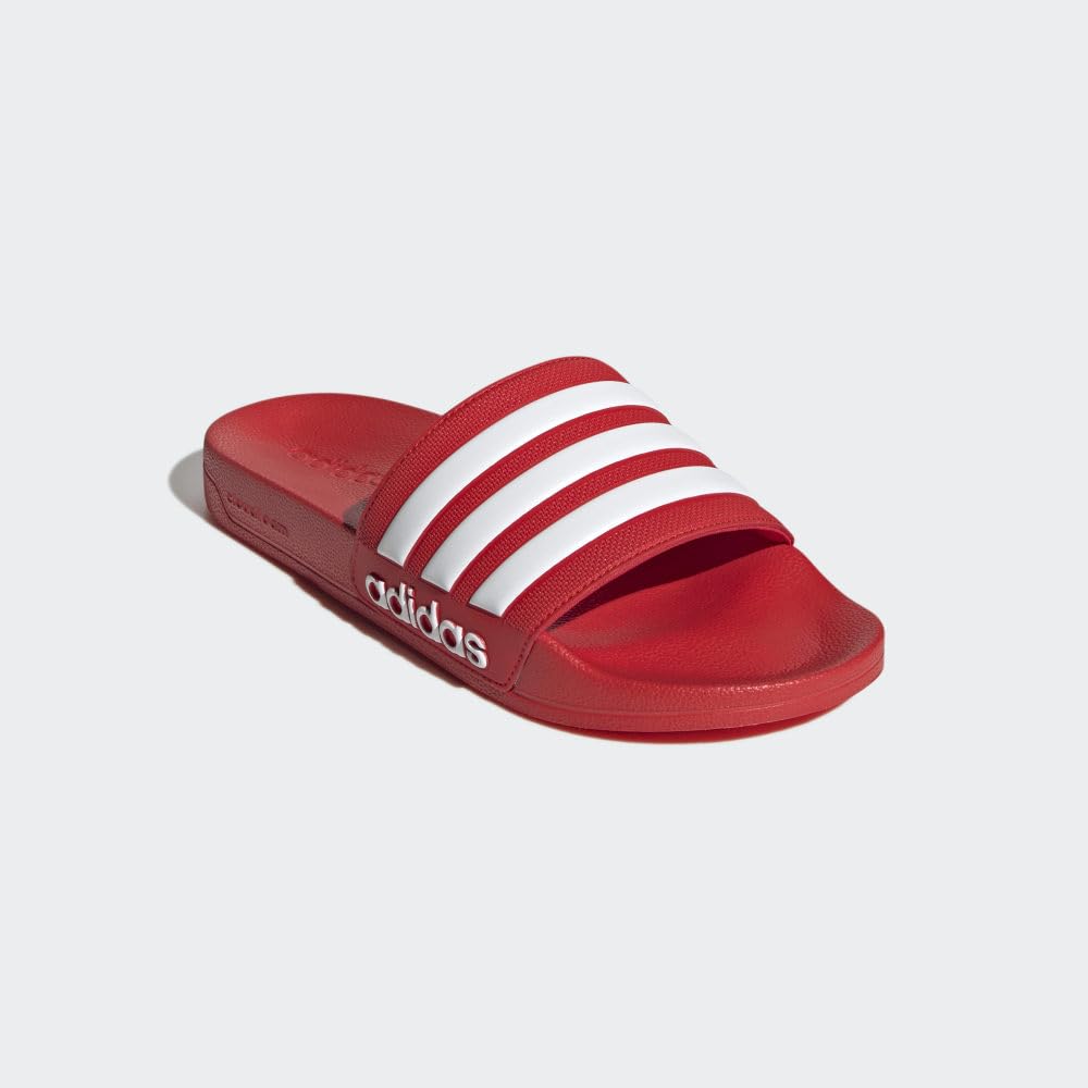 adidas Unisex Adilette Shower Slides Sandal, Vivid Red/White/Vivid Red, 7 US Women