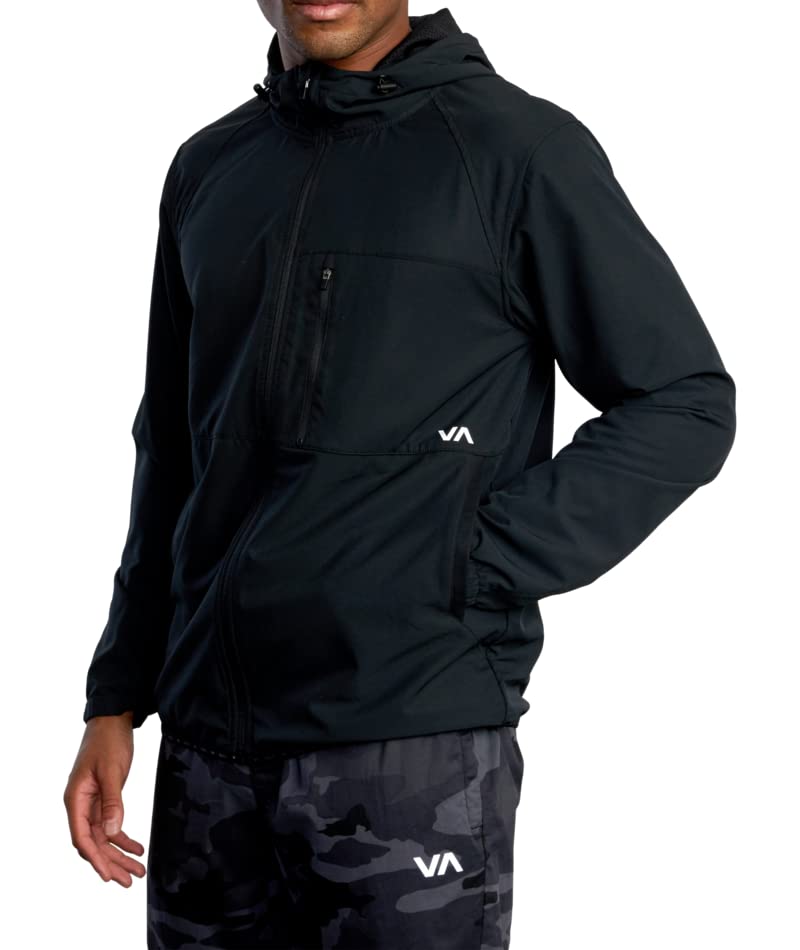 RVCA Men's Standard Sport Yogger II 4-Way Stretch Windbreaker Jacket, Black S125