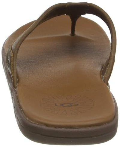 UGG Men's Seaside Flip Leather Sandal, Luggage, 11