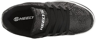 Heelys Girls Split Sneaker, Black Disco Glitter, 7 Little Kid