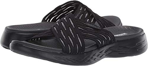 Skechers womens On-the-go 600 Sunrise Slide Sandal, Black, 10 US