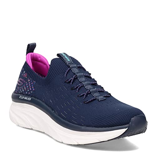 Skechers Women's D'LUX Walker Star Stunner Sneaker, Navy, 7