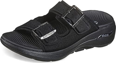 Skechers Go Walk Arch Fit Double Band Buckle Slide Black 6 B (M)