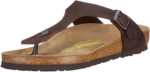 Birkenstock Original Gizeh Waxy Leather Narrow Width, Habana 38 Schmal