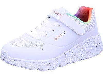 Skechers Kids Girls UNO LITE-Rainbow SPECKS Sneaker, White/Multi, 4.5 Big Kid