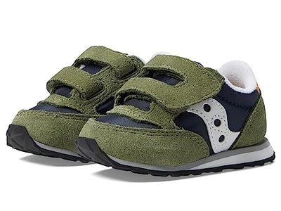 Saucony Boy's Original Jazz Hook & Loop (Toddler/Little Kid) Olive/Navy/Gold 4 Toddler M